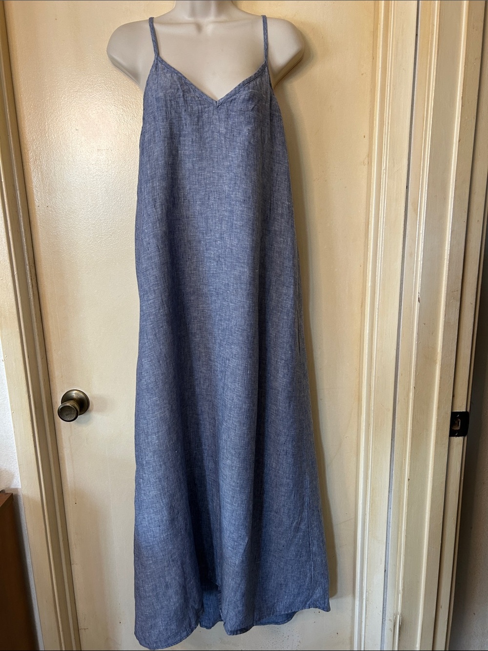 Artisan Ny Chambray Blue Linen Maxi Slip Dress size 6